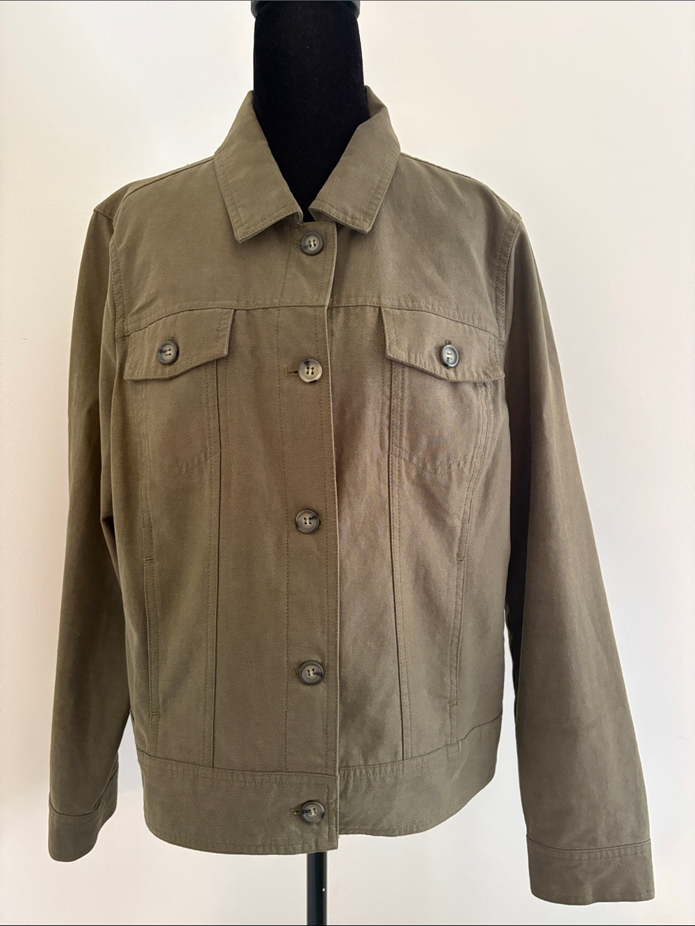 Rachel Zoe Olive Green Button-Front Jean Jacket